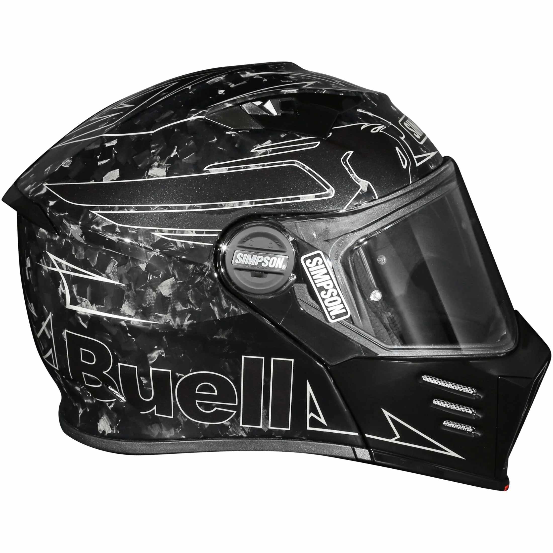 Simpson Mod Bandit Buell Motorcycles Forged Carbon Fiber Adult Street Helmets